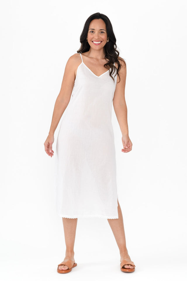 White Cotton Maxi Slip Dress