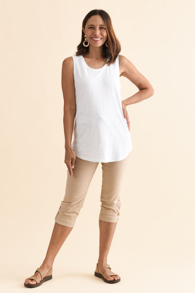 White Cotton Scoop Tank image 8