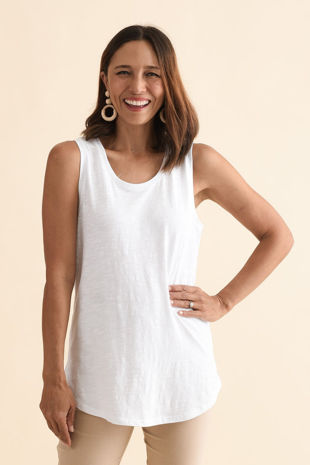 White Cotton Scoop Tank