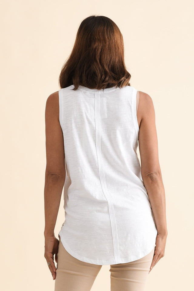 White Cotton Scoop Tank image 5