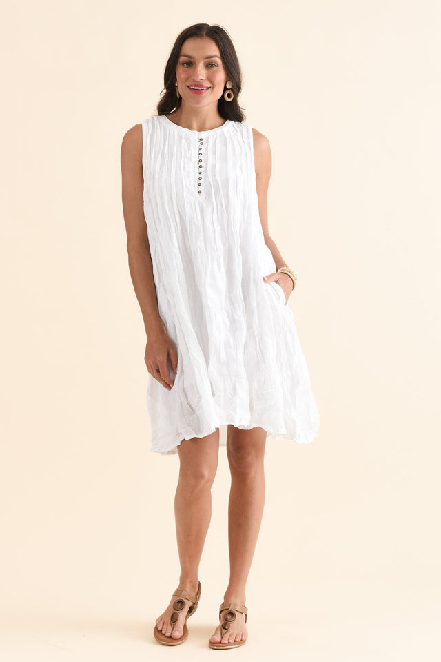 Willa White Crinkle Cotton Dress,Full Body,Brunette model,alt text|model:Brontie image 6