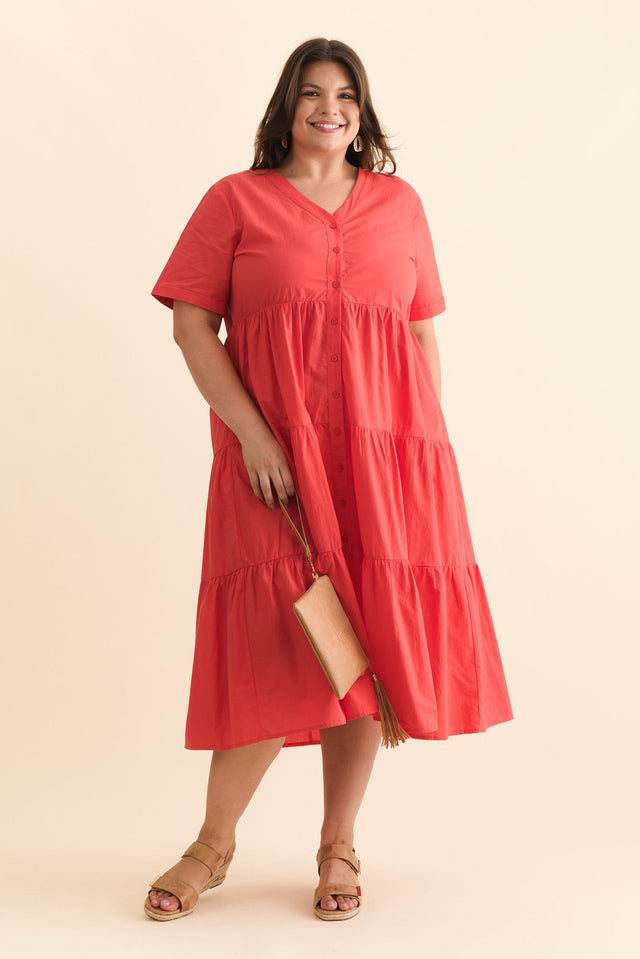 Winona Red Cotton Button Dress,Brunette model,plus-size,curve-dresses,plus-size-midi-dresses,plus-size-cotton-dresses,plus-size-summer-dresses,alt text|model:Gabby image 9