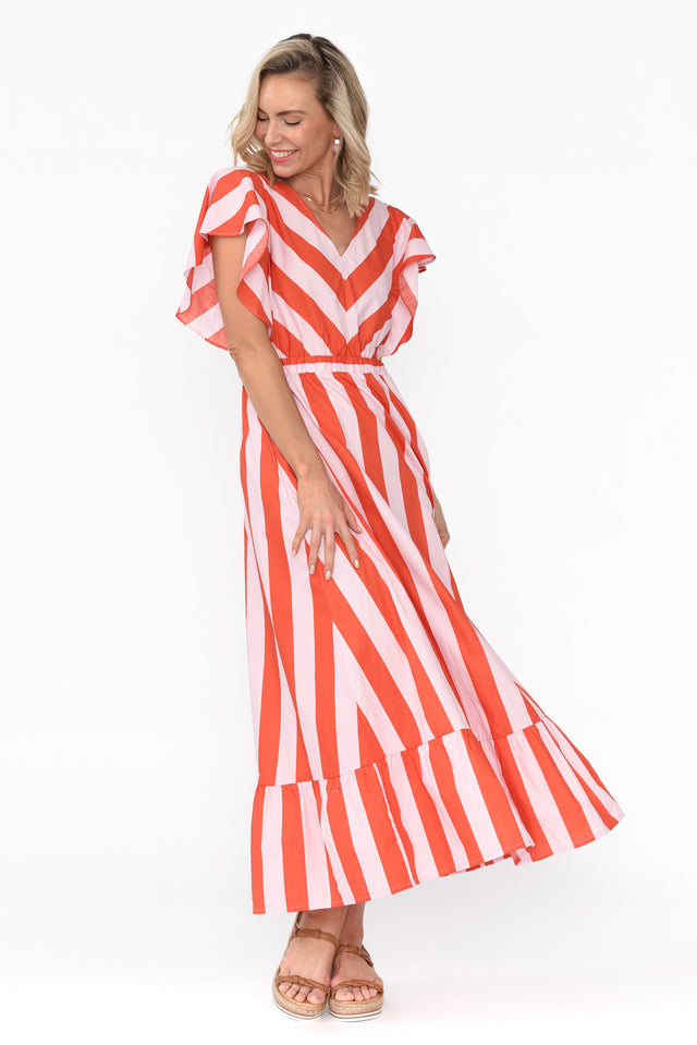 Winslow Pink Stripe Cotton Belted Dress
