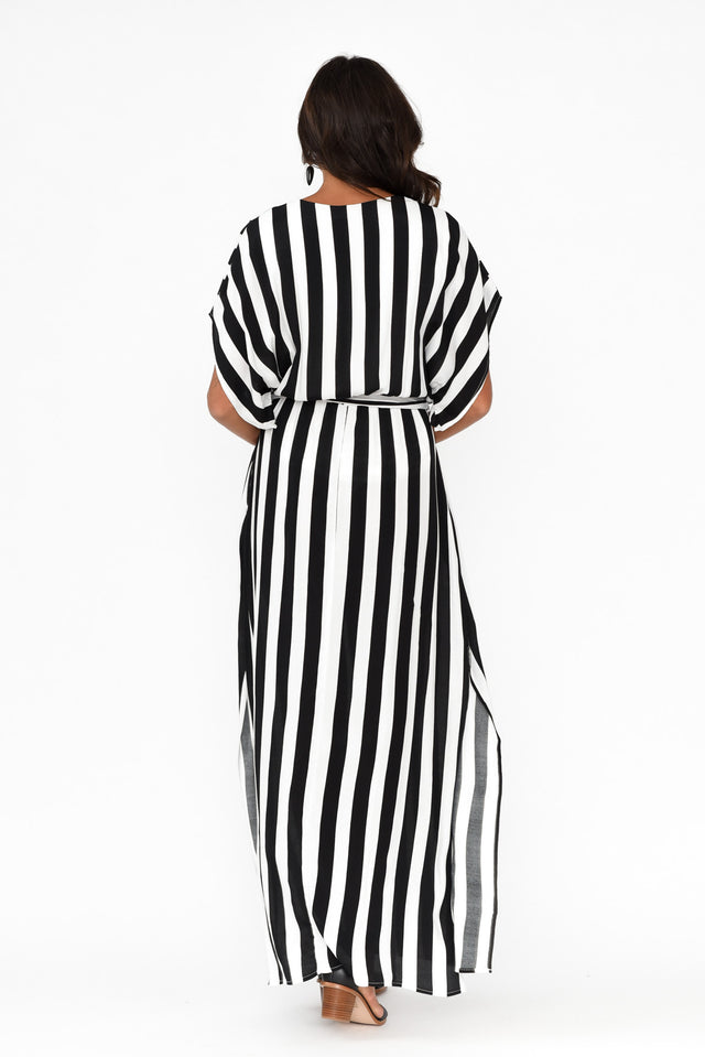Wonderland Black Stripe V Neck Dress
