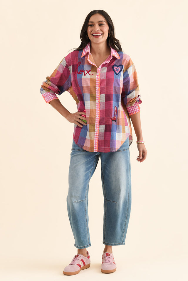 Woods Pink Heart Cotton Embroidered Shirt banner image