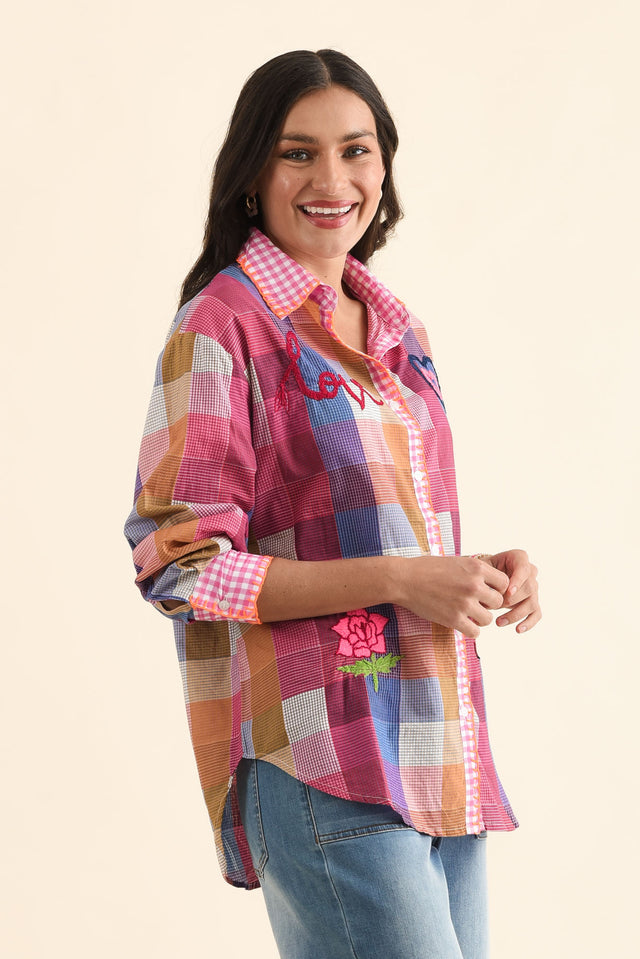 Woods Pink Heart Cotton Embroidered Shirt image 3