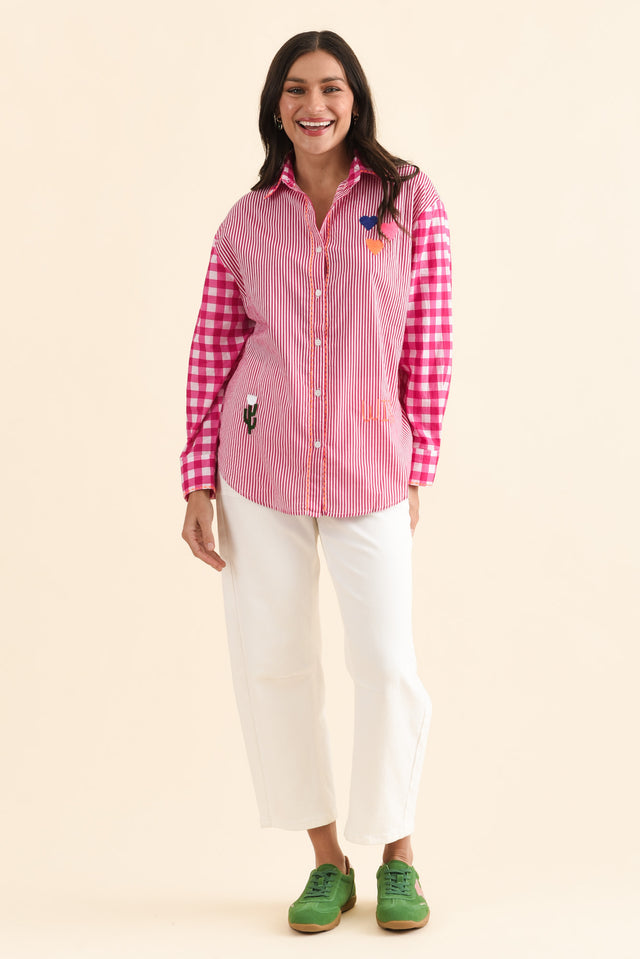 Woods Pink Western Cotton Embroidered Shirt image 2