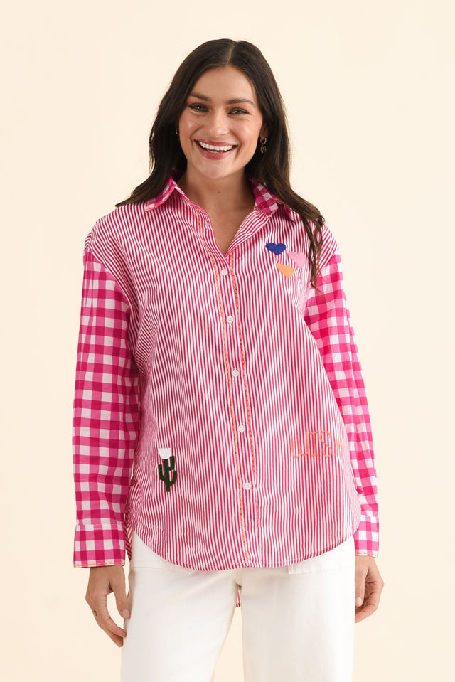 Woods Pink Western Cotton Embroidered Shirt image 1