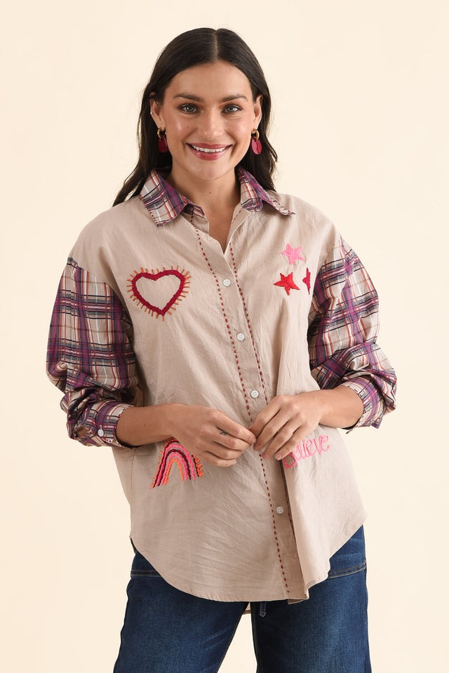 Woods Purple Whimsy Cotton Embroidered Shirt