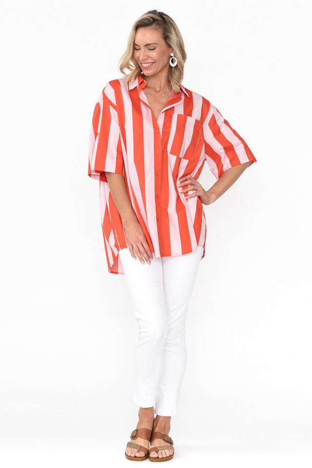 Yanis Pink Stripe Cotton Shirt image 5