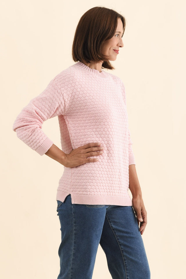 Yanny Blush Organic Cotton Knit Jumper,Brunette model,alt text|model:Cara image 5