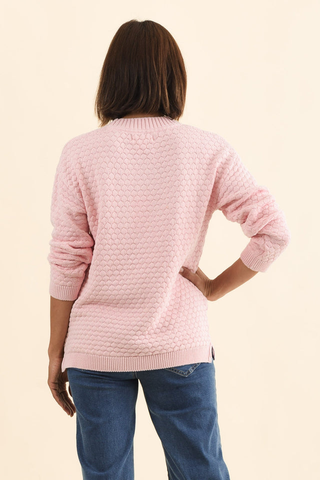 Yanny Blush Organic Cotton Knit Jumper,Brunette model,alt text|model:Cara image 6