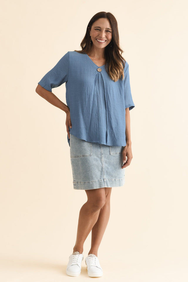 Yasmin Steel Layered Button Top,Brunette model,alt text|model:Cara image 7