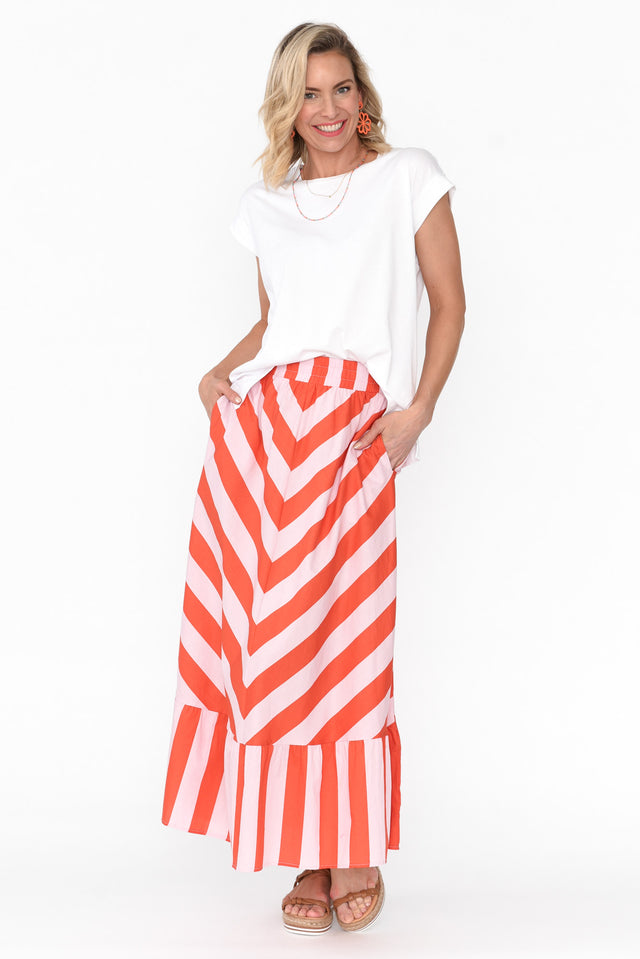 Yordan Pink Stripe Cotton Frill Skirt