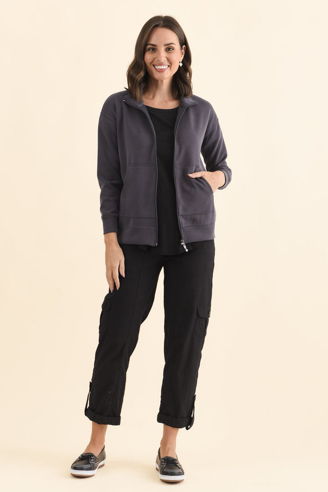 York Charcoal Zip Jacket,Brunette model,alt text|model:MJ image 7