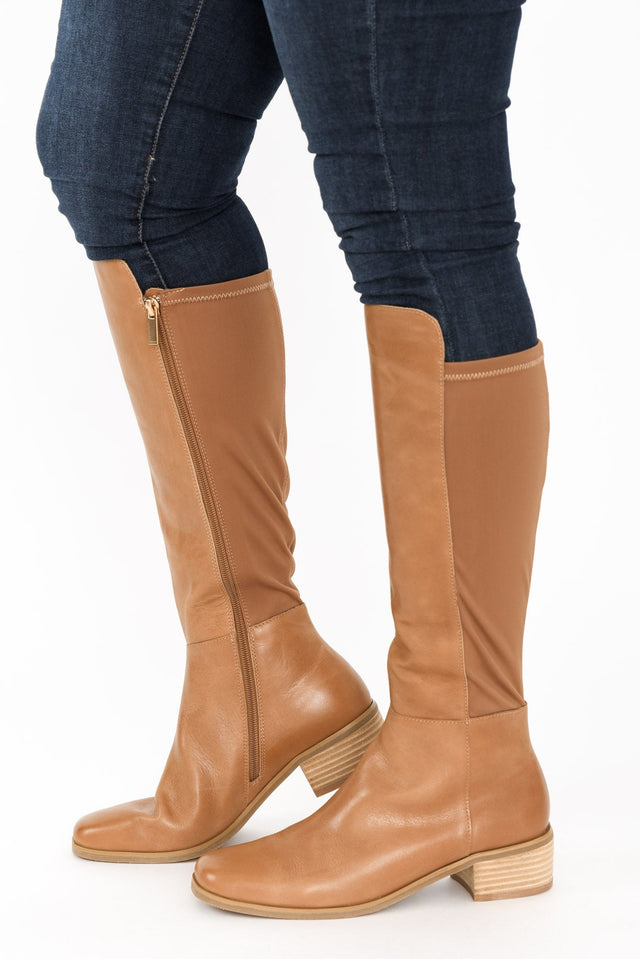 Young Tan Leather Knee High Boot image 1