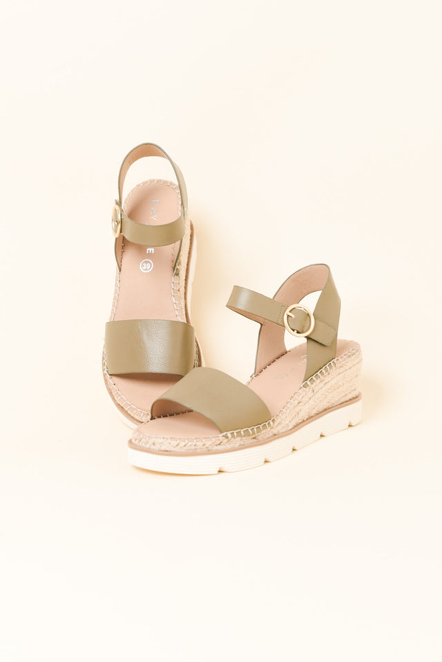 Yvette Khaki Leather Wedge