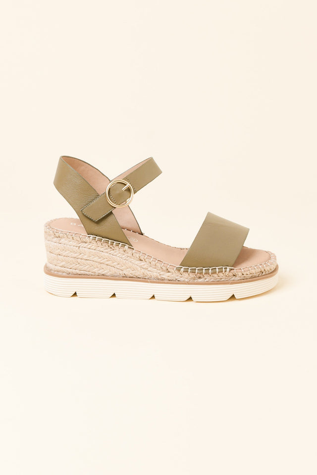 Yvette Khaki Leather Wedge