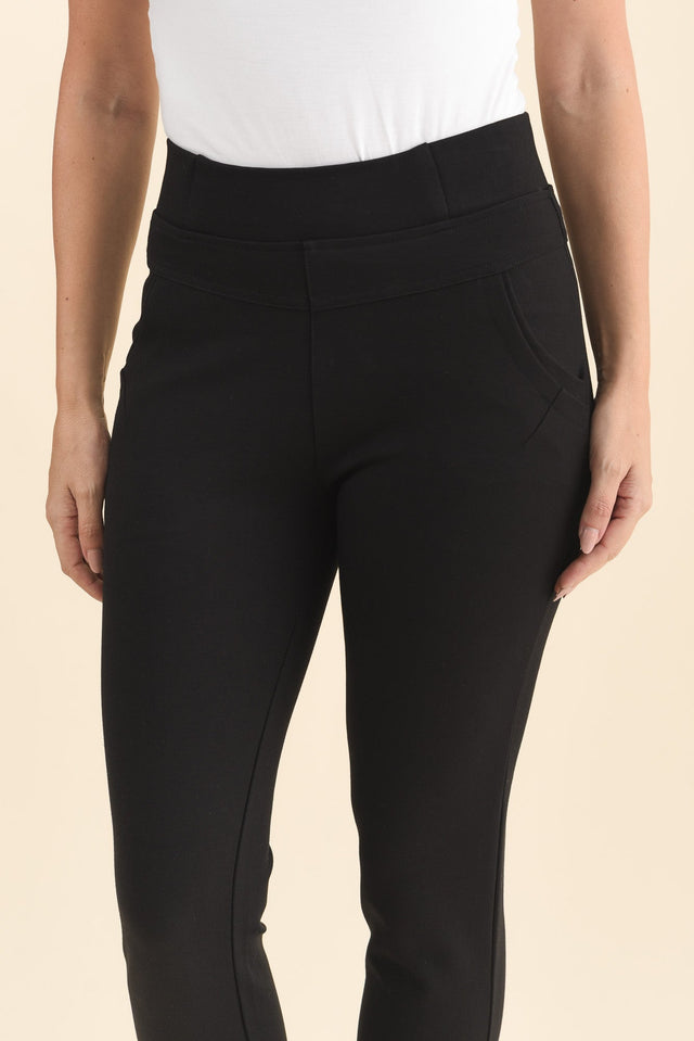 Zachary Black Stretch Pants,Brunette model,alt text|model:MJ image 6