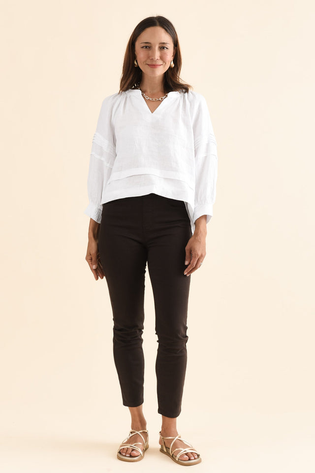 Zadie Chocolate Stretch Jeans,Full Body,Brunette model,alt text|model:Cara image 5