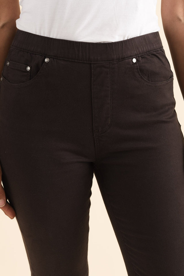 Zadie Chocolate Stretch Jeans,Detail,Brunette model,alt text|model:Cara image 8