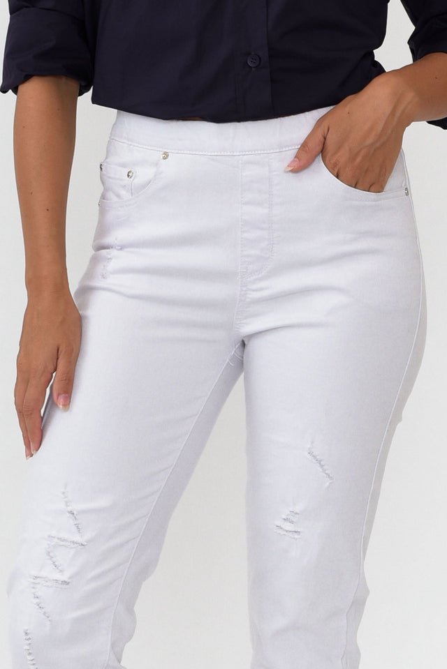 Zadie Distressed White Stretch Jeans image 4