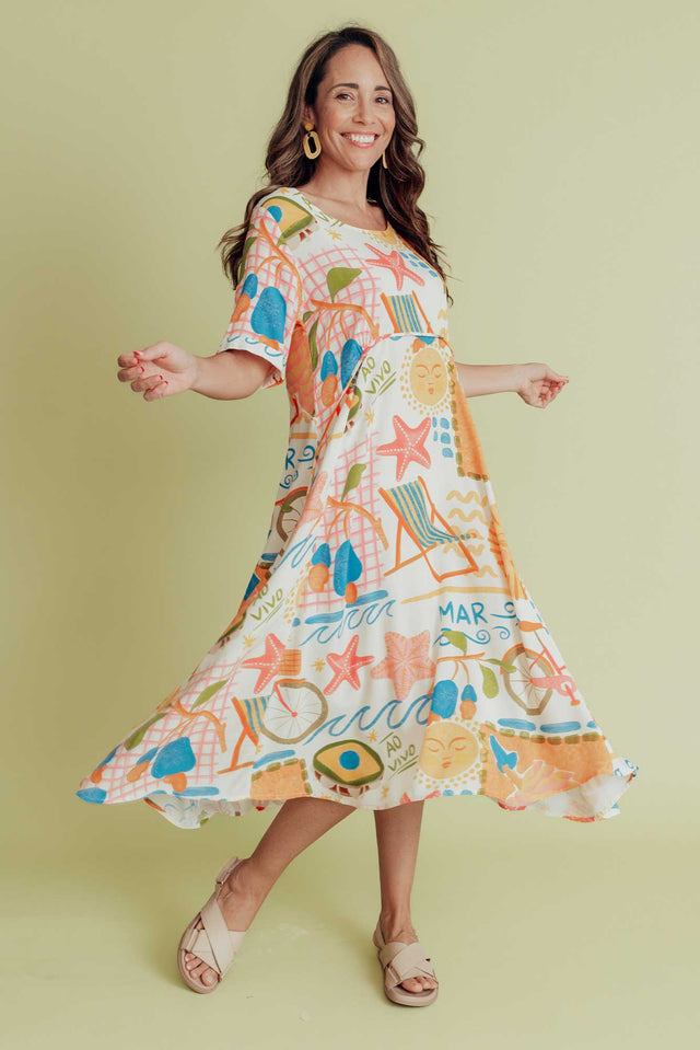 Zaelia Cream Seaside Crescent Dress