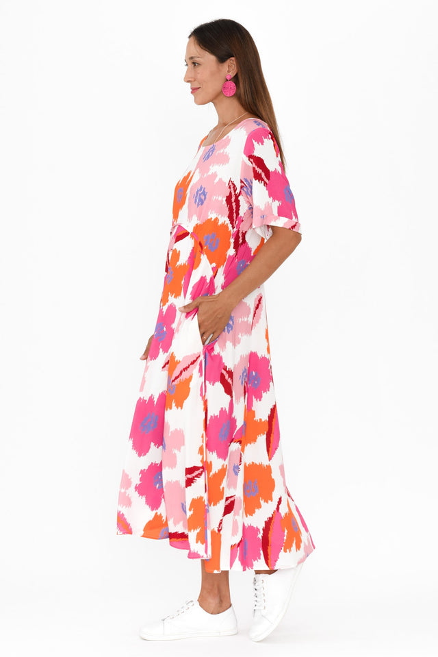 Zaelia Pink Abstract Floral Crescent Dress image 5