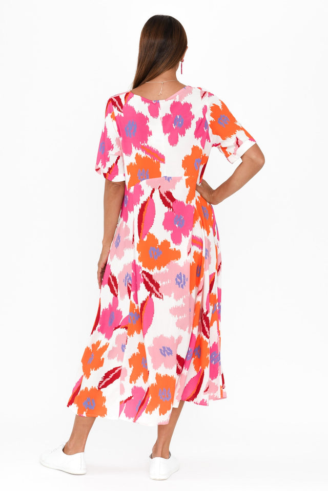 Zaelia Pink Abstract Floral Crescent Dress image 6