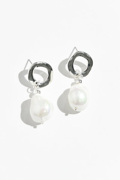 Zania Silver Pearl Drop Earrings