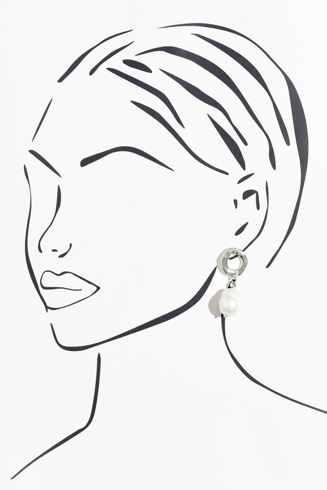 Zania Silver Pearl Drop Earrings image 2