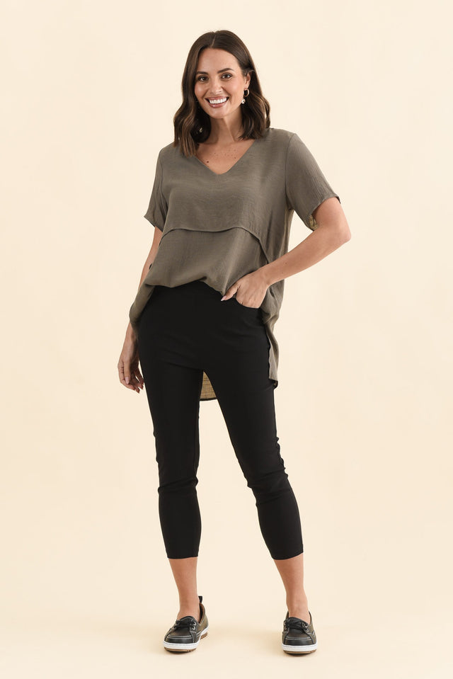 Zara Black Stretch Cropped Pants,Brunette model,alt text|model:MJ image 7