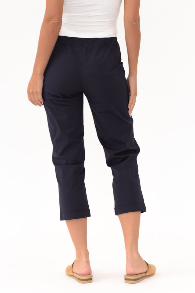 Zara Navy Cotton Cropped Stretch Pants