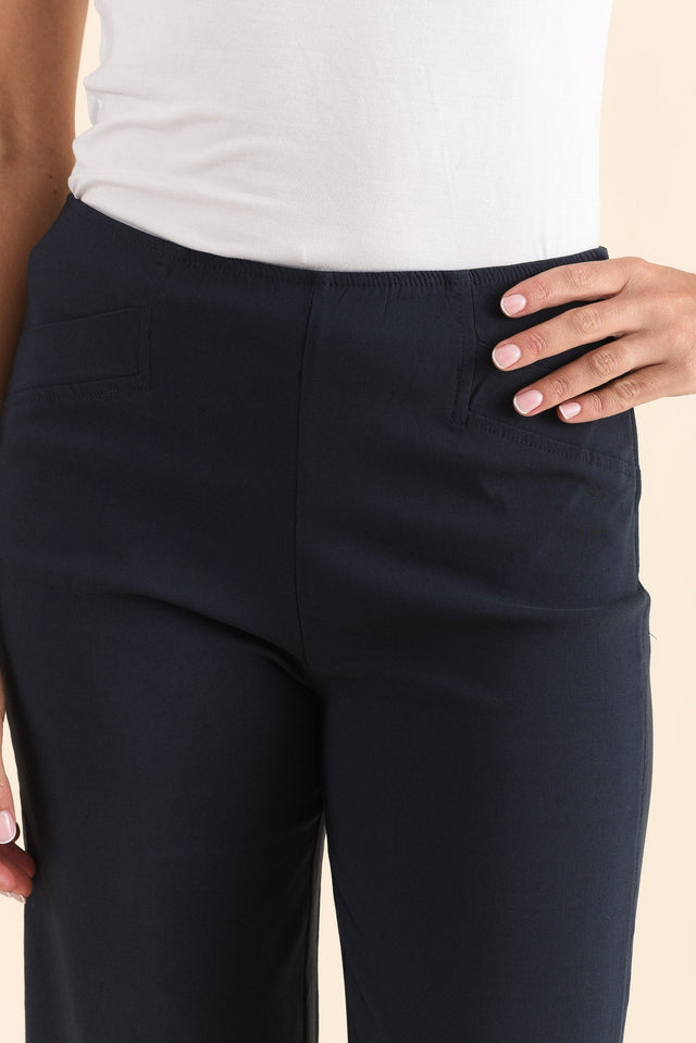Zaro Navy Wide Leg Pants,Detail,Brunette model,alt text|model:Brontie image 5