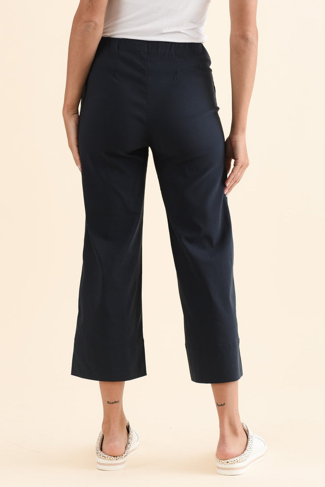 Zaro Navy Wide Leg Pants,Back,Brunette model,alt text|model:Brontie image 4