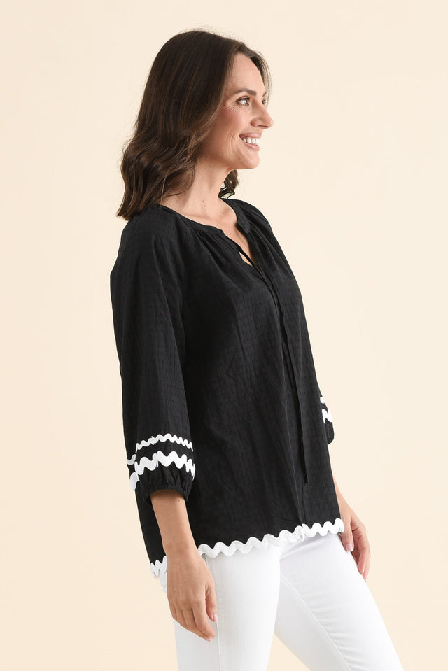 Zelma Black Trim Cotton Top image 3