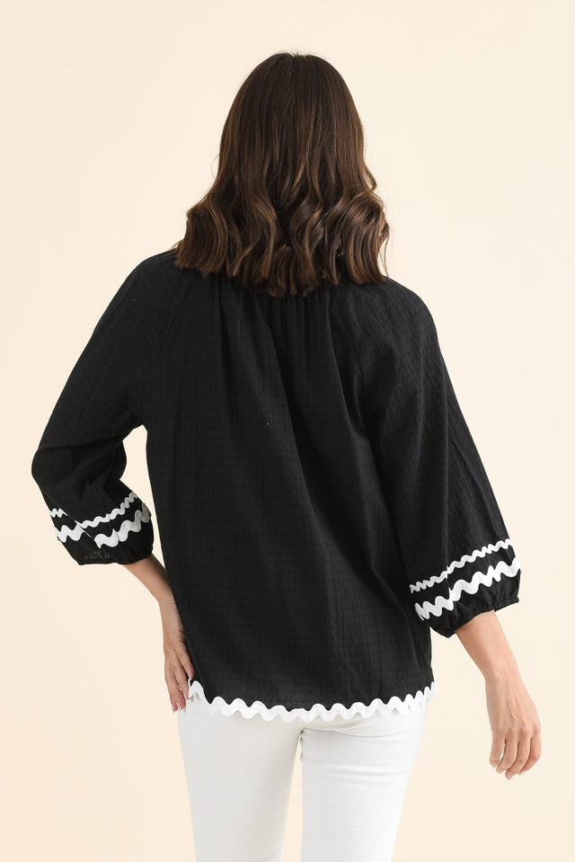 Zelma Black Trim Cotton Top image 4