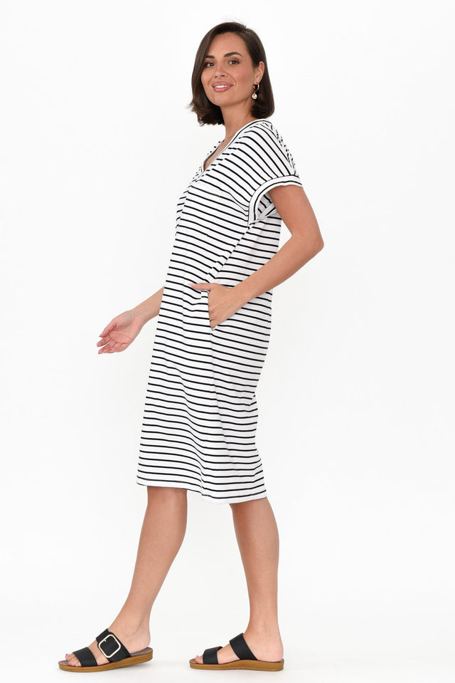 Zena Black Stripe T-Shirt Dress