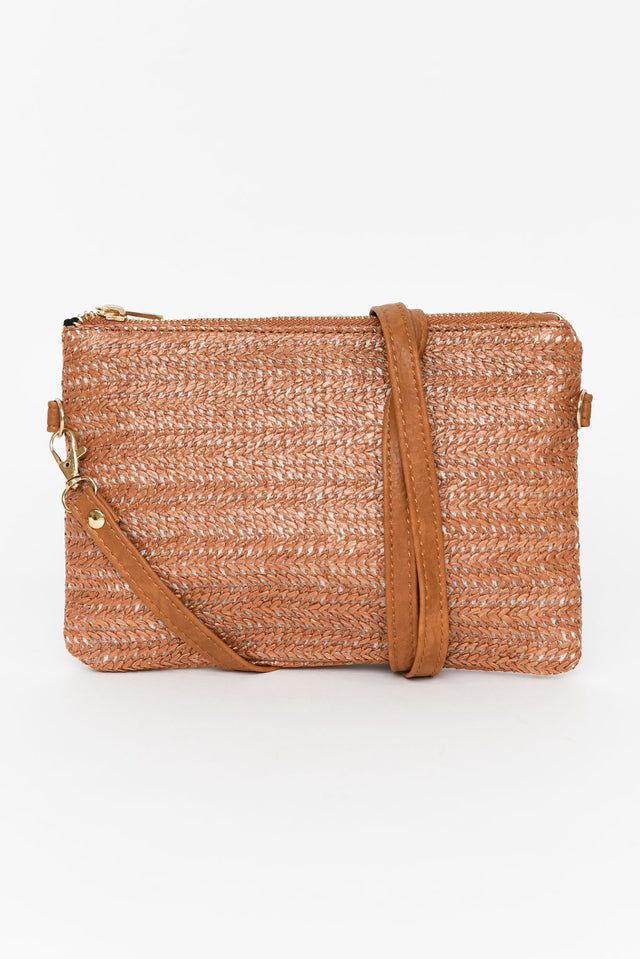 Zila Tan Woven Crossbody Bag