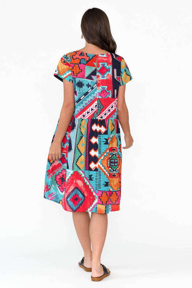 Zio Blue Abstract Organic Cotton Dress image 4