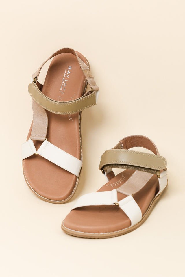 Zulu Taupe Leather Velcro Sandal