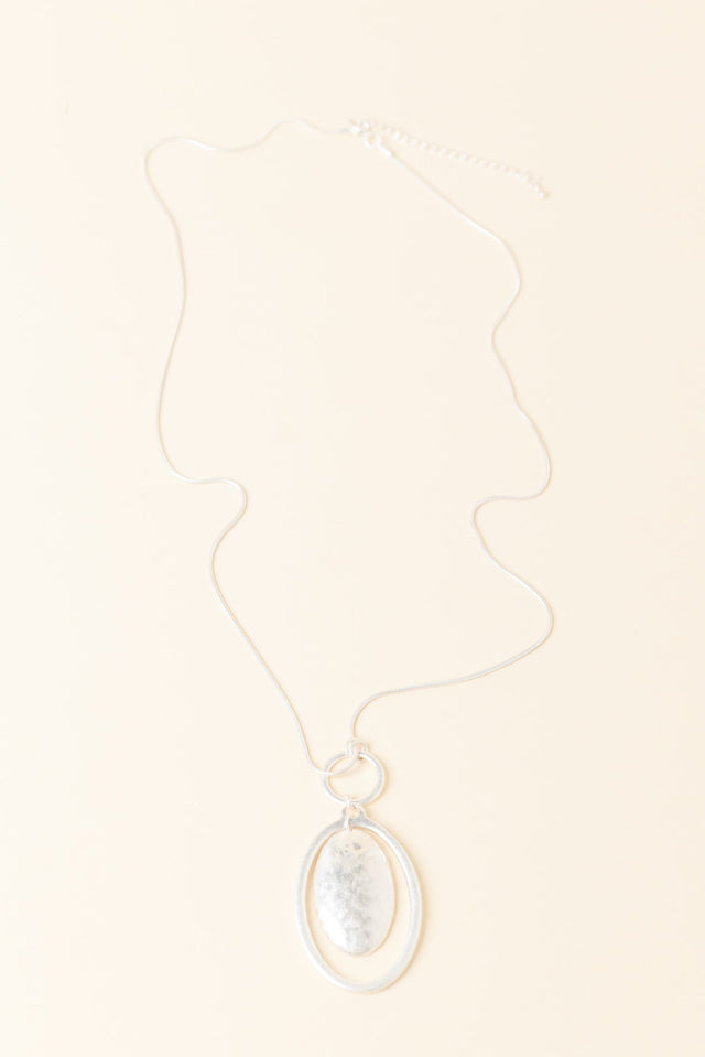 Zuri Silver Oval Pendant Necklace image 1