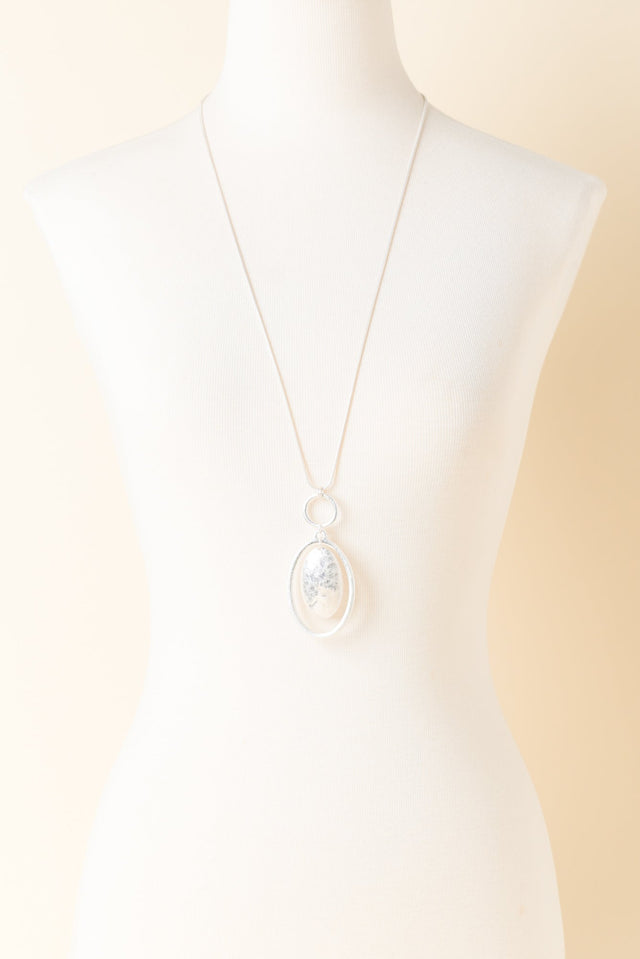 Zuri Silver Oval Pendant Necklace image 2