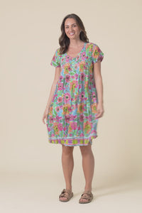 Sabina Blue Garden Crinkle Cotton Dress,Video