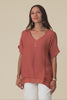 Alison Rust Layered Button Top