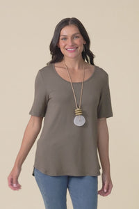 Josephine Khaki Scoop Neck Tee,video