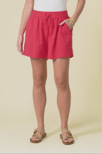 Esme Red Cotton Drawstring Shorts