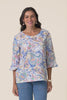 Hartley Blue Paisley Linen Blend Top,Video