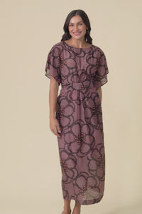 Isa Pink Floral Cotton Silk Dress,Video