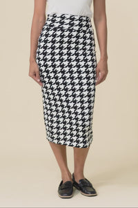 Black Houndstooth Bamboo Maxi Tube Skirt